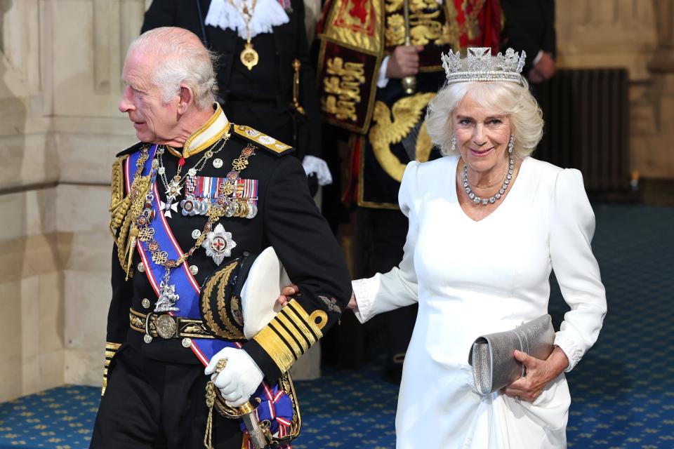 King Charles and Queen Camilla wearing the Diamond Diadem depart the Houses of Parliament (Chris Jackson/Getty Images)