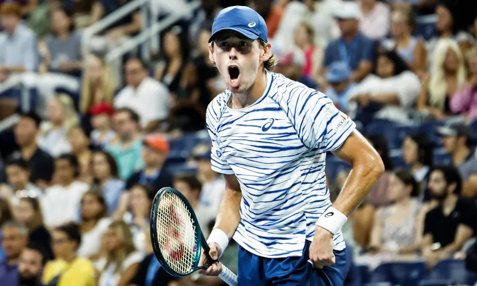 <span>Alex de Minaur will play fellow Australian Jordan Thompson in the last 16 of the 2024 US Open.</span><span>Photograph: Justin Lane/EPA</span>