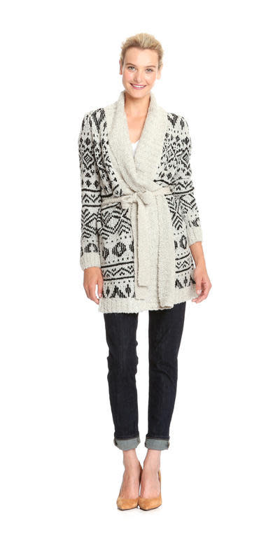 Cozy up in this warm wrap sweater. (Joe Fresh, $39)