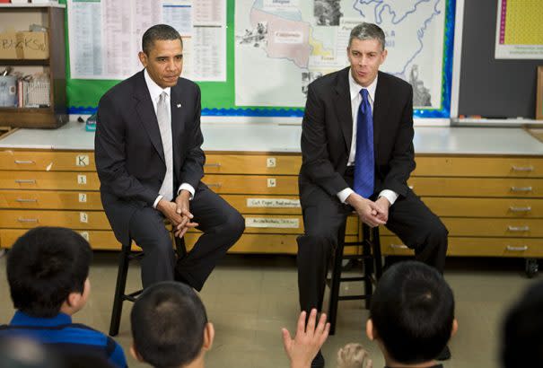 Education Secretary Arne Duncan attracted furious criticism from teachers’ unions during the Obama presidency. (Kristoffer Tripplaar-Pool/Getty Images)