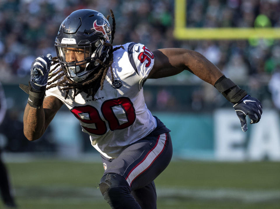 The Houston Texans are waiting for franchise-tagged LB Jadeveon Clowney to report to the team. (AP)