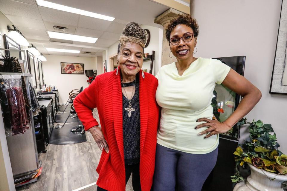 Jessie Harris and her daughter Tiwuana Harris on Tuesday, Nov. 2, 2021, at the Fierce Center in Indianapolis. Tiwuana founded the center after helping her mother to lose around 300 pounds. The center includes a secure gym space, cafe, a spa, a salon, teaching space, shop and event space.