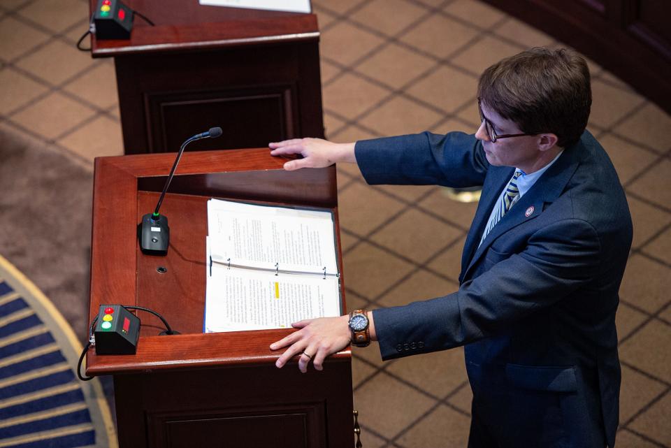 Justin Matheny, Office of the Mississippi Attorney General, during the oral arguments for Midsouth Association of Independent Schools et. al. vs. Parents for Public Schools at the Mississippi Supreme Court in Jackson on Tuesday.