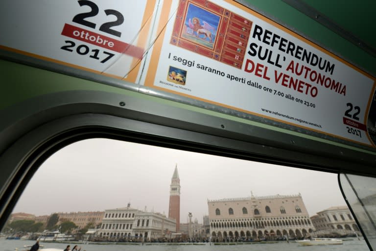 Sign of the times: The view last week from the Gran Canal in Venice with St Mark's Square in the background