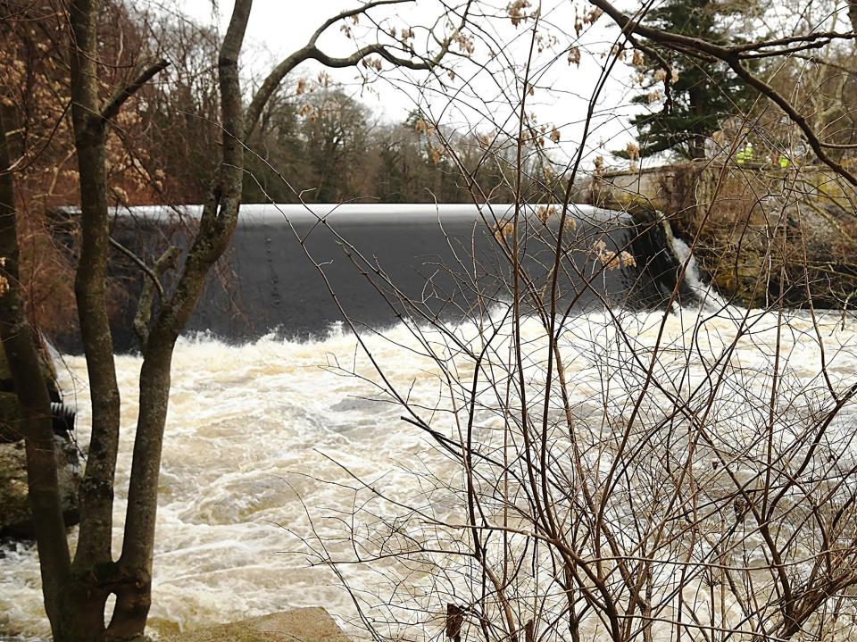 A leak in the Fitchville Mill Dam in Bozrah caused street flooding on Wednesday.