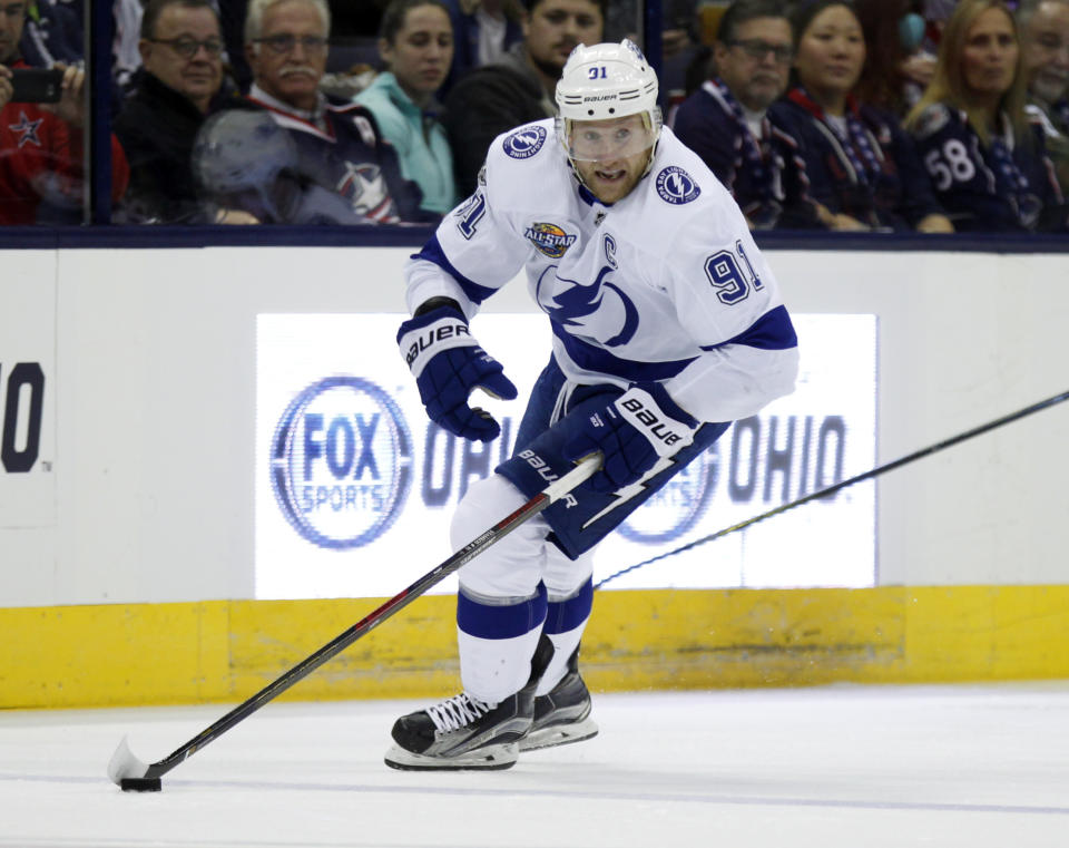 Tampa Bay Lightning forward Steven Stamkos is producing in a big way now that he’s healthy again. (AP Photo/Paul Vernon)