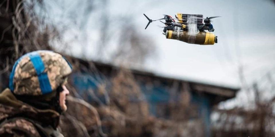 Ukrainian FPV drone unit from the 53rd Mechanized Brigade, launching RPG warhead armed FPV munitions towards Russian positions in Donetsk Oblast.