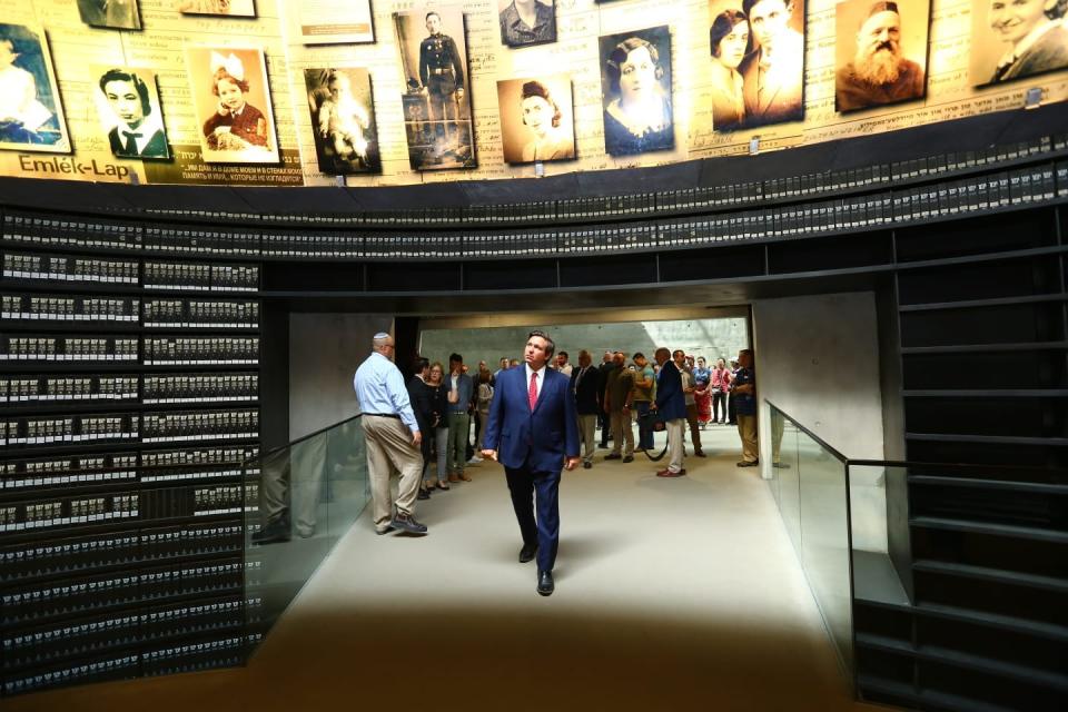 Gov. Ron DeSantis leads the Florida delegation on a visit to Yad Vashem, Israel’s official memorial to the victims of the Holocaust, in May 2019.