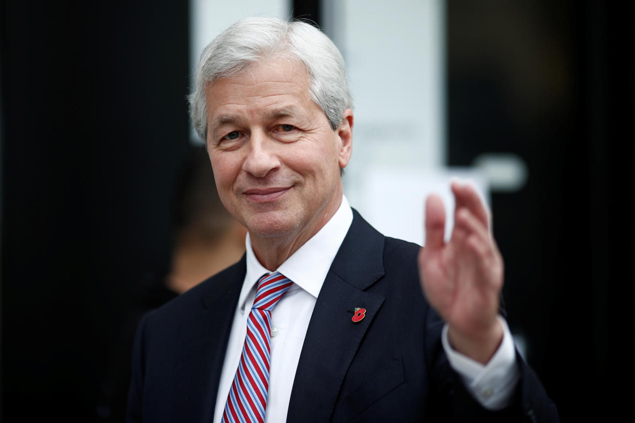 Jamie Dimon, CEO of JPMorgan Chase, leaves after the launching of the Advancing Cities Challenge, in Pantin, a suburb of Paris, France, November 6, 2018. REUTERS/Benoit Tessier