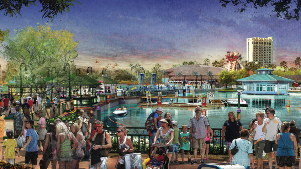 LAKE BUENA VISTA, Fla., March 12, 2013 – As part of Disney Springs, the family-friendly Marketplace (as shown in this conceptual rendering) will continue to delight guests of all ages and include new experiences, such as an over-the-water pedestrian causeway.  