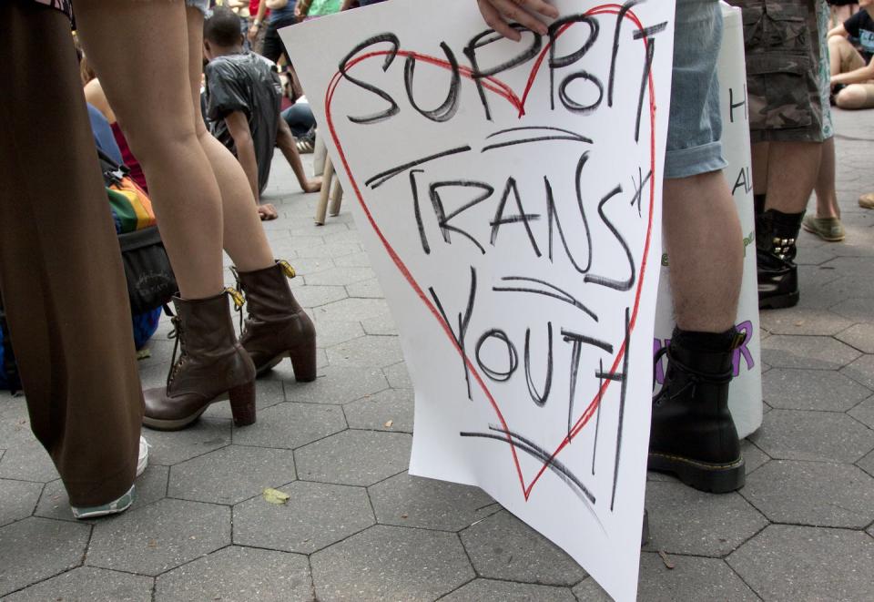 Sign saying support trans youth