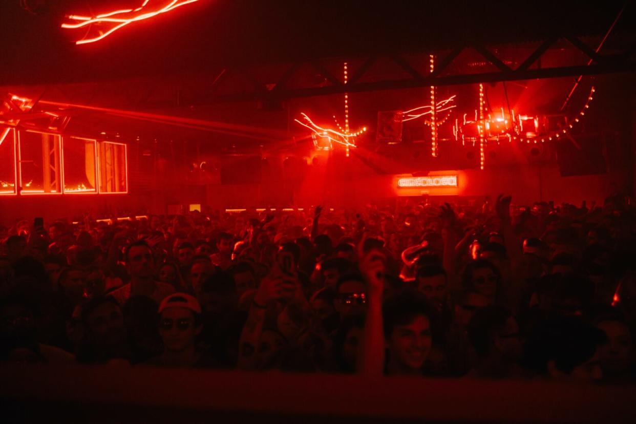 Nightclub with red lighting