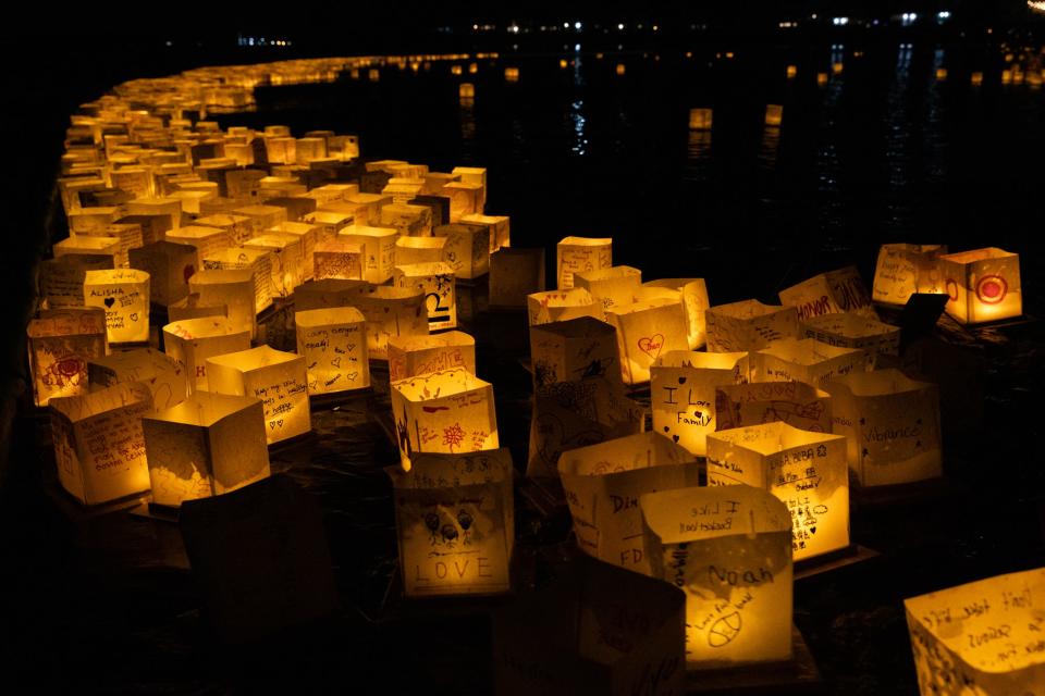 Hundreds of lanterns containing messages will again light up George Lane Beach during the Water Lantern Festival in Weymouth on Saturday.