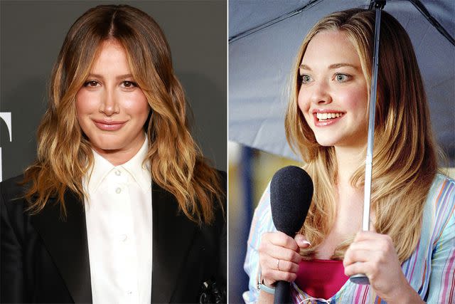 <p>Matt Winkelmeyer/Getty Images; Everett Collection</p> Ashley Tisdale; Amanda Seyfried as Karen in 'Mean Girls'