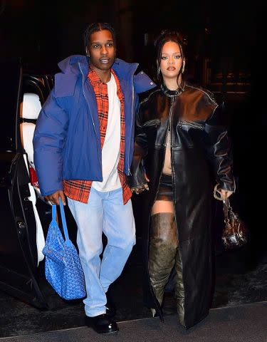 Rihanna & ASAP Rocky Hold Hands In Black Outfits: NYC Photos