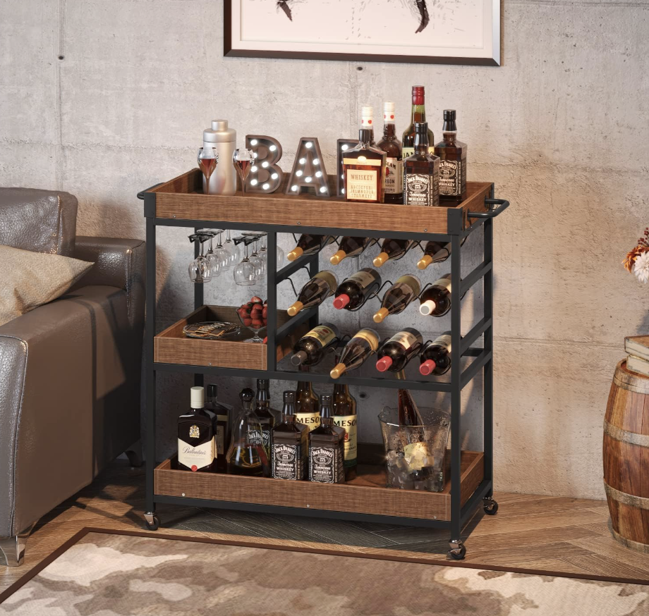10) Serving Cart With Wine Rack