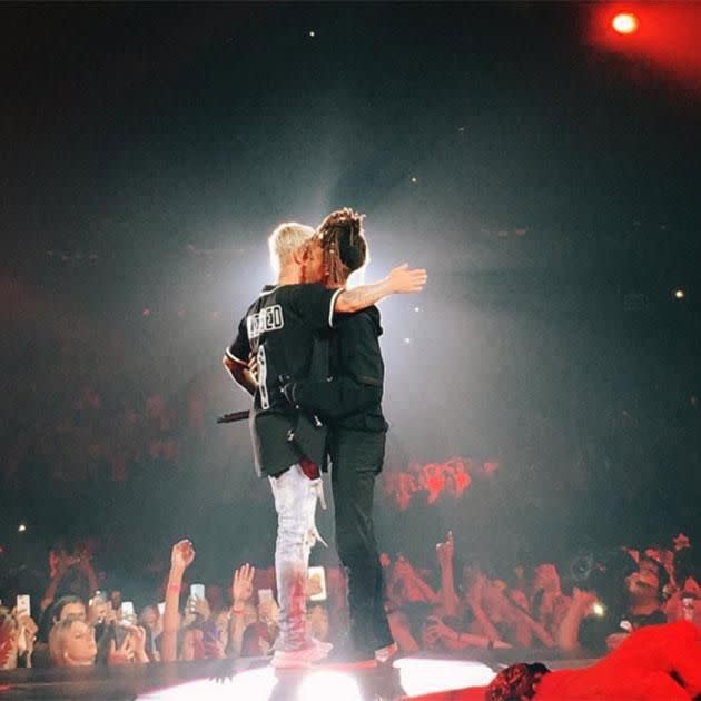 Justin also shared a picture of the two hugging to Instagram. Image: Instagram