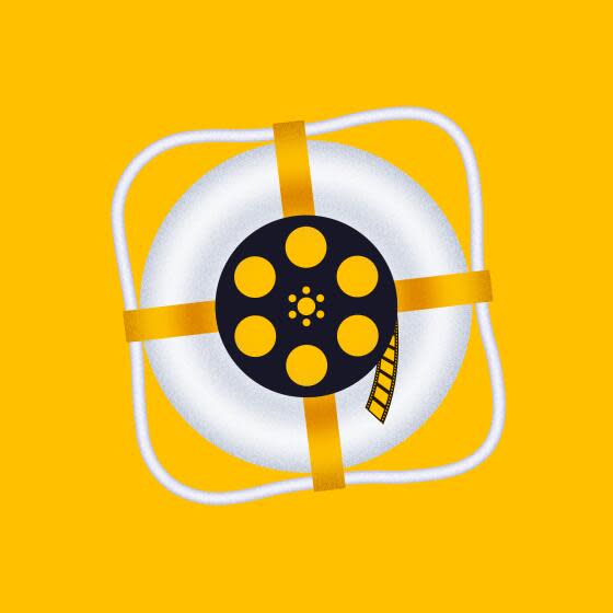 Illustration of a film reel in the center of a life preserver