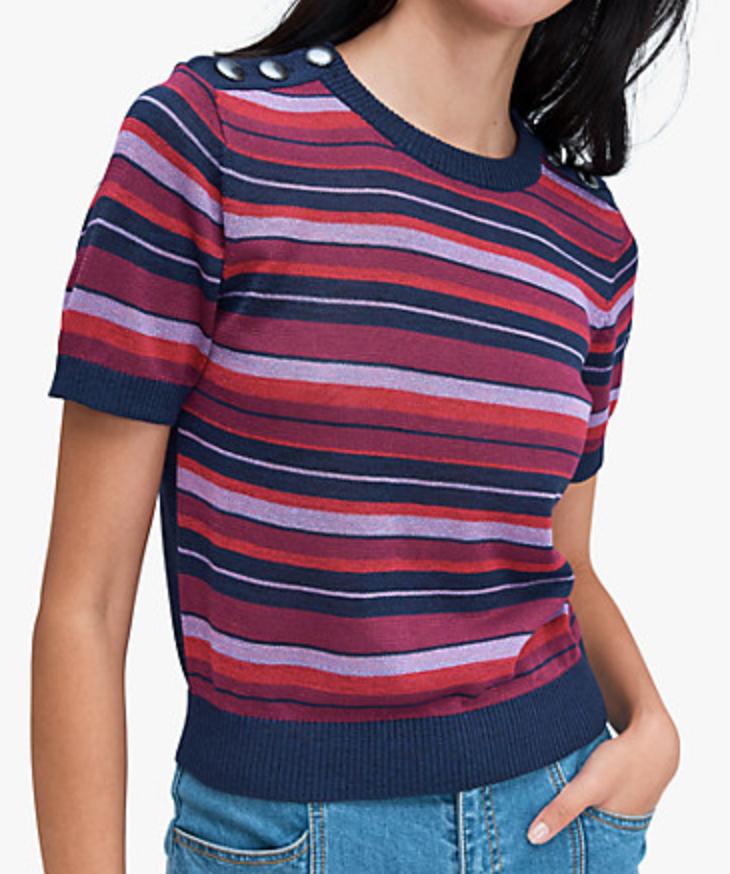 Kate Spade Striped Short Sleeve Sweater