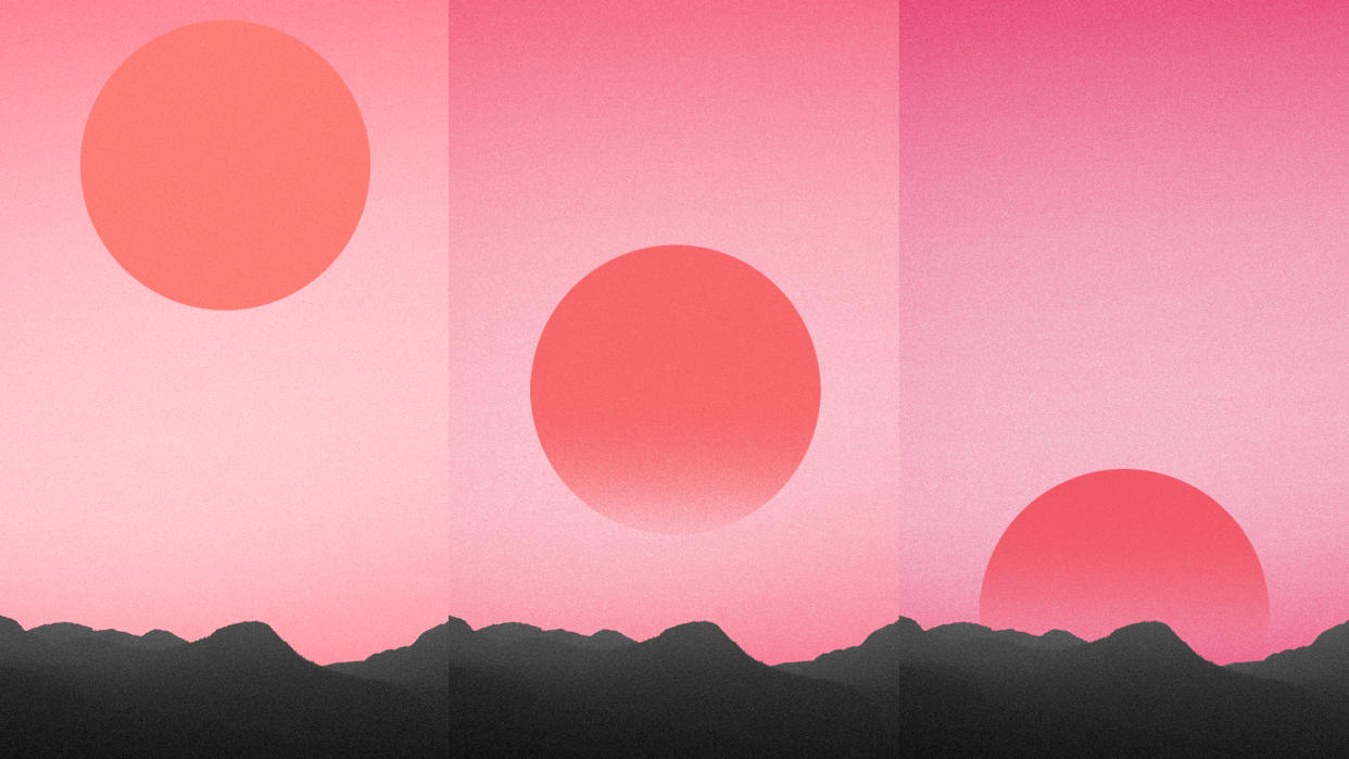  Triptych of a setting sun. 