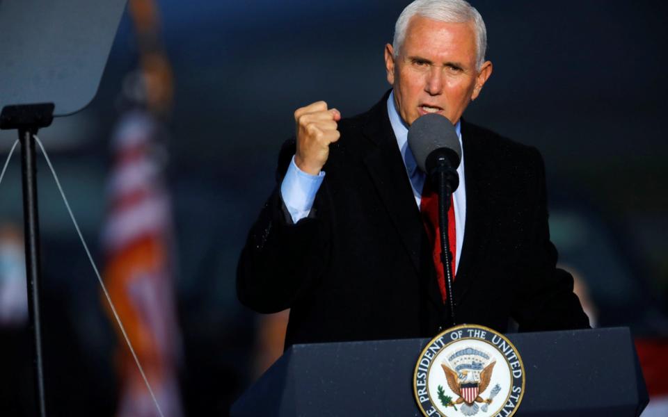 Mike Pence speaks at a rally in North Carolina on Sunday night - Reuters