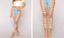 <p>Es gibt Kleidungsstücke, die sich bei fast jedem Wetter tragen lassen. Diese „Jeans“ mit Schnürungen von Fashion Nova sind das genaue Gegenteil davon. Für kaltes Wetter sind sie zu luftig, und hält man sich zu lange damit in der Sonne auf, läuft man Gefahr, die schrecklichsten Bräunungsstreifen seines Lebens zu bekommen. (Bild: Fashion Nova) </p>