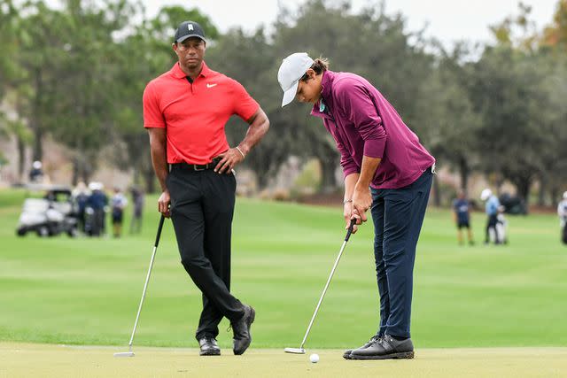 <p>Paul Hennessy/SOPA Images/LightRocket via Getty</p> Tiger Woods and Charlie Woods during the final round of the PNC Championship 2023