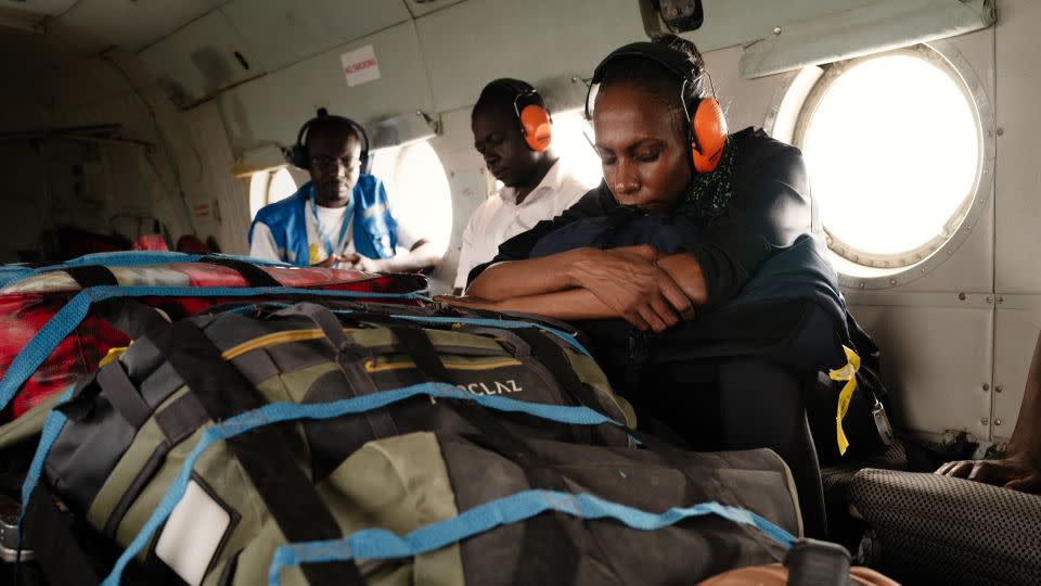 Nima Elbagir on a UN-chartered flight to report on Sudan's conflict. - Alex Platt/CNN