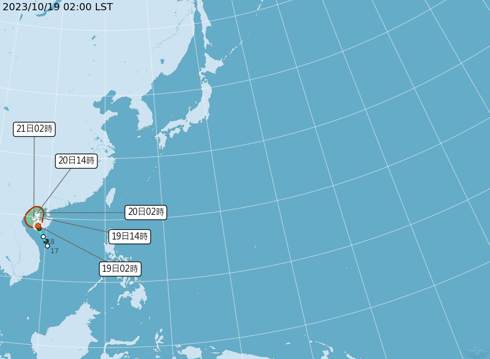 三巴颱風潛勢路徑圖。取自中央氣象署