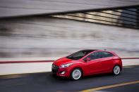 In addition to the popular sedan, Hyundai is adding coupe and hatchback variants of the Hyundai Elantra for 2013. The 2013 Elantra GT is the lightest C-segment five-door hatchback stateside, tipping the scales at 2,784 lbs—175 pounds lighter than the Ford Focus and 222 lbs pounds lighter than the Volkswagen Golf. The weight savings come at no expense of practicality, either; it touts the best passenger and cargo volume in its class.