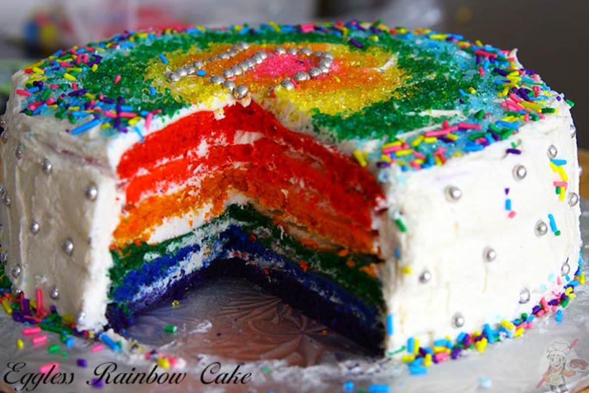 <p>Want to brighten up your little one’s special day? Then why not bake this egg-free rainbow cake!</p><p><strong>Get the recipe: <a href="https://www.egglesscooking.com/eggless-rainbow-cake-recipe/" rel="nofollow noopener" target="_blank" data-ylk="slk:Eggless Rainbow Cake;elm:context_link;itc:0;sec:content-canvas" class="link rapid-noclick-resp"><em>Eggless Rainbow Cake</em></a></strong></p>