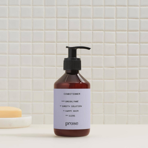 Prose Custom Conditioner in a bathroom on the counter