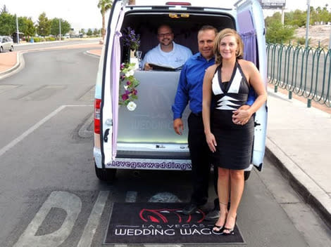 Stephanie Tucker and her new husband, Kelly Tucker, were the Wedding Wagon's first customers.