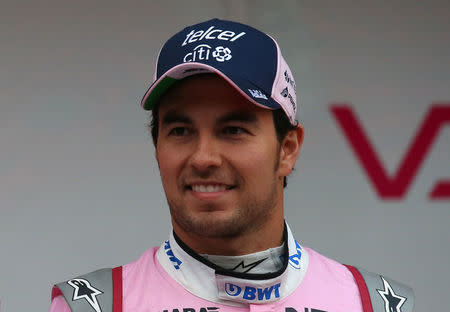 F1 Formula One - Formula One Test Session - Circuit de Catalunya, Montmelo, Spain - February 26, 2018. Sergio Perez of Force India during his presentation. Picture taken February 26, 2018. REUTERS/Albert Gea