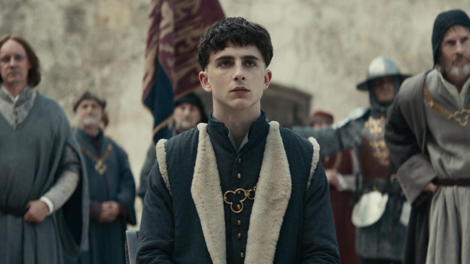 Timothée Chalamet as King Henry V in historical drama 'The King'. (Credit: Netflix)