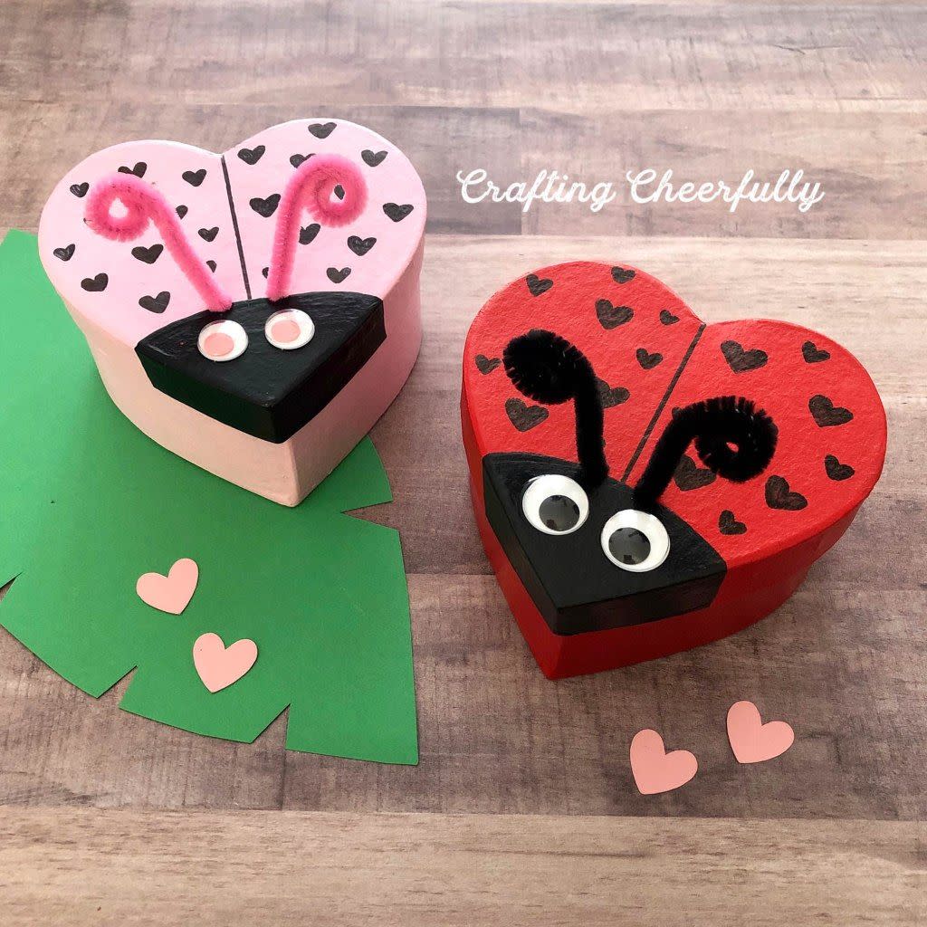 lady bug diy valentines day boxes