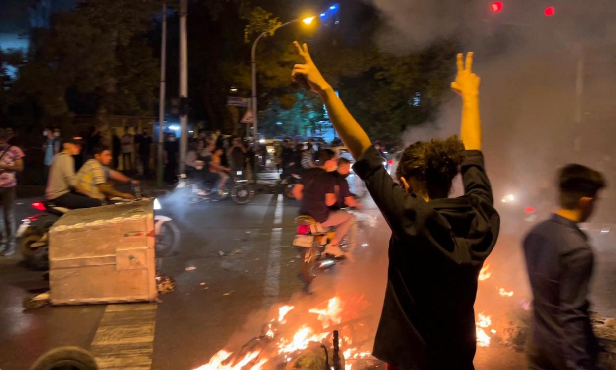 <span>Tehran in September 2022. It is thought that more than 500 protesters were killed by Iranian authorities, including 68 children. </span><span>Photograph: AFP/Getty Images</span>