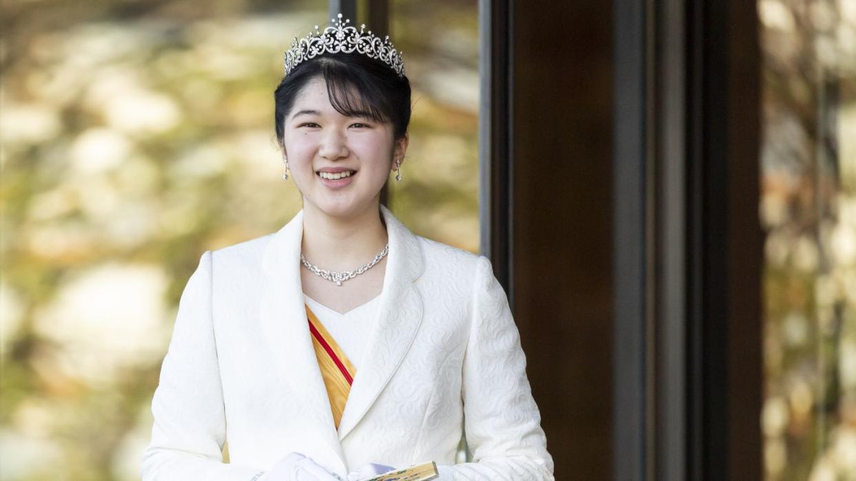 japan's princess aiko greets media upon her coming of age