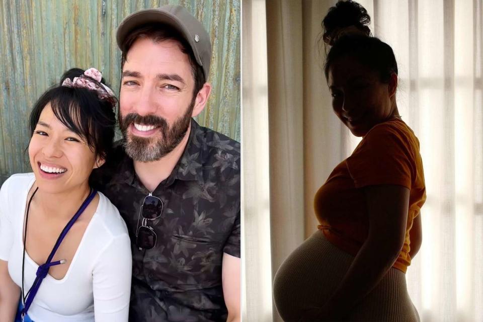 <p>Drew Scott/Instagram</p> Drew Scott and Linda Phan (left), pregnant Linda Phan