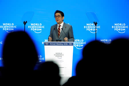 Japanese Prime Minister Shinzo Abe attends the World Economic Forum (WEF) annual meeting in Davos, Switzerland, January 23, 2019. REUTERS/Arnd Wiegmann