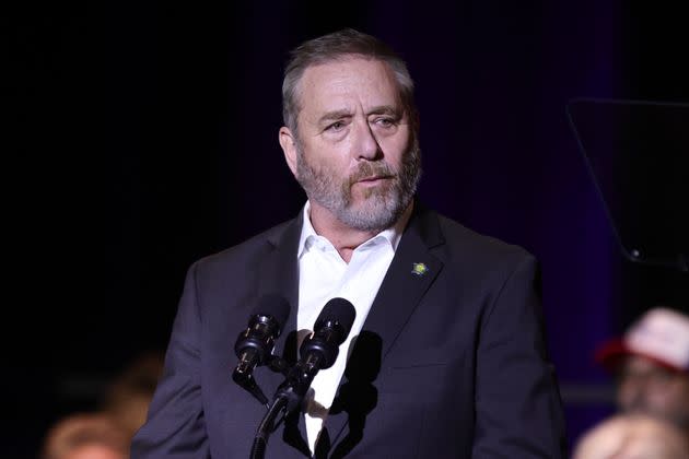 Ohio Attorney General Dave Yost speaks during a rally for Republican vice presidential candidate JD Vance in Middletown, Ohio, on July 22, 2024. 