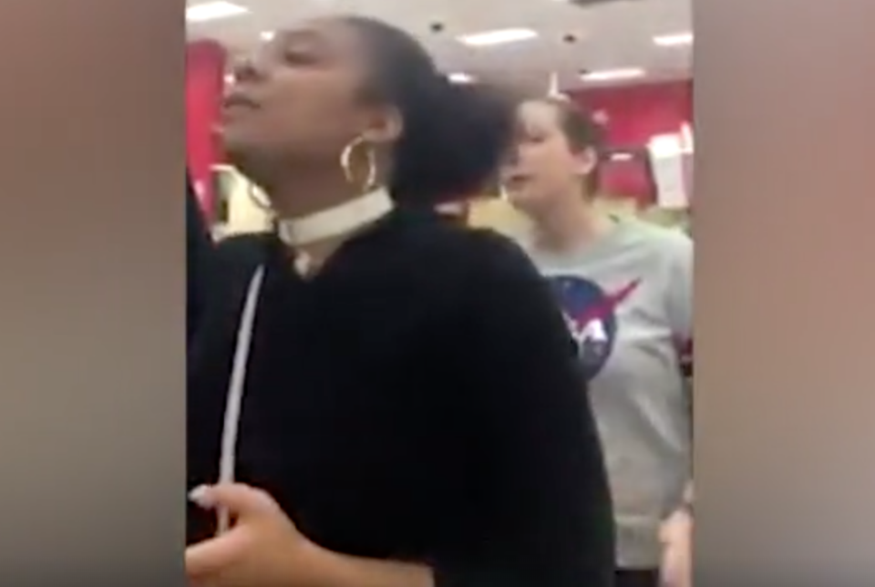 The women tried to turn away but the customer kept at them. Photo: Twitter/<span>HollaBlackGirl</span>