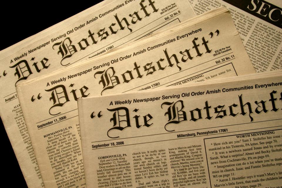 The Die Botschaft newspaper serves the Amish community in Pennsylvania.