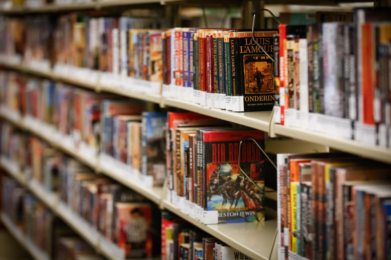 A bookshelf at The Library Center on Friday, Jan. 19, 2024.