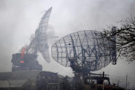 <p>Damaged radar arrays and other equipment is seen at Ukrainian military facility outside Mariupol, Ukraine, Thursday, Feb. 24, 2022. Russia has launched a barrage of air and missile strikes on Ukraine early Thursday and Ukrainian officials said that Russian troops have rolled into the country from the north, east and south. (AP Photo/Sergei Grits)</p> 