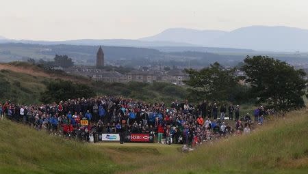 Golf - British Open - Phil Mickelson of the U.S. hits his tee shot on the tenth hole during the final round - Royal Troon, Scotland, Britain - 17/07/2016. REUTERS/Russell Cheyne