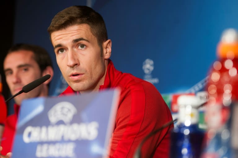 Atletico Madrid midfielder Gabi pictured during a press conference at Santiago Bernabeu stadium in Madrid on May 1, 2017 on the eve of their Champions League semi-final first leg against Real Madrid