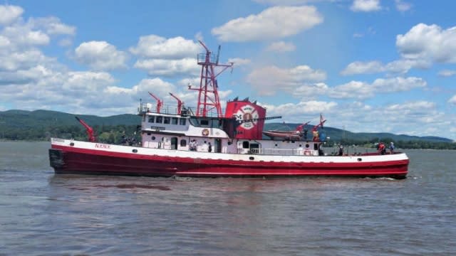 The John D. McKean Fireboat on the water.