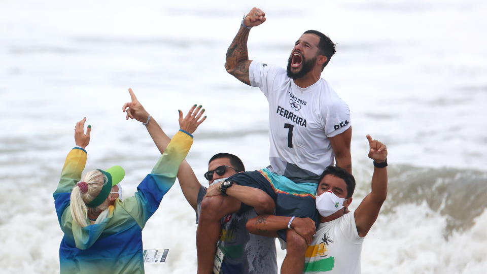 Underdog Italo Ferreira is surfing's first Olympic champion (Picture: Reuters)