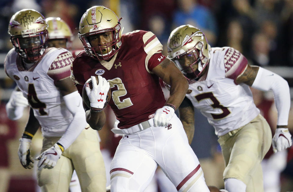 AJ Dillon is 18th in the nation in rushing yards despite only running the ball 26 times in Boston College’s two blowout wins this season. (AP file photo)